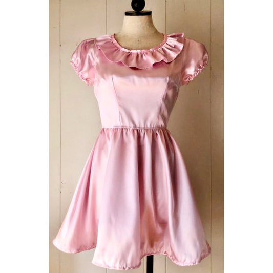 The Square Dance Dress in Pink Satin