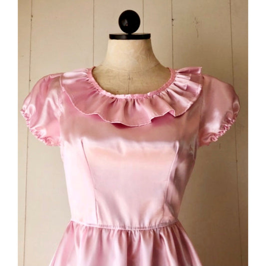 The Square Dance Dress in Pink Satin