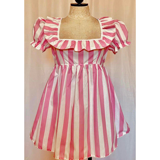 The Mia Square Dance Dress in Pink and White