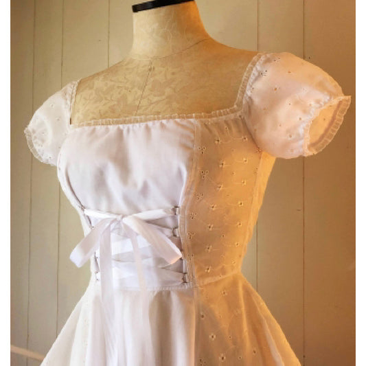 The Cotton Eyelet Tori Barmaid Dress in White