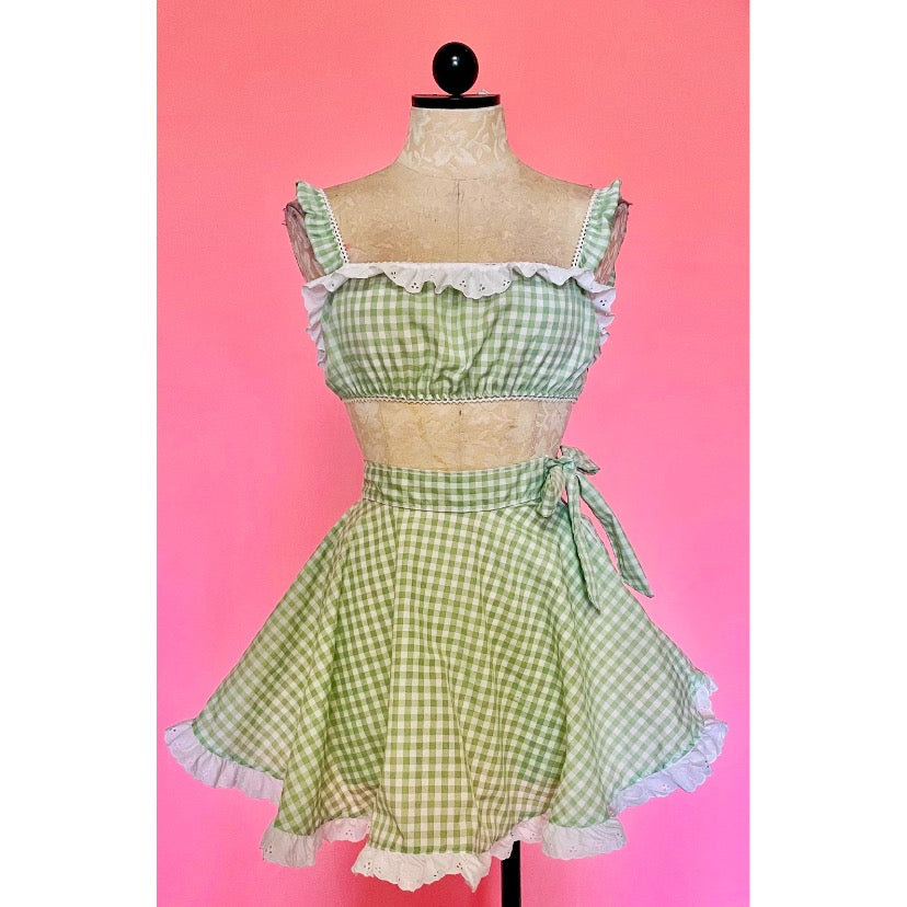 The Darla Set in Green Gingham