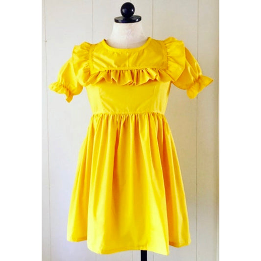 The Short Sleeve Savannah Dress in Lemon Yellow