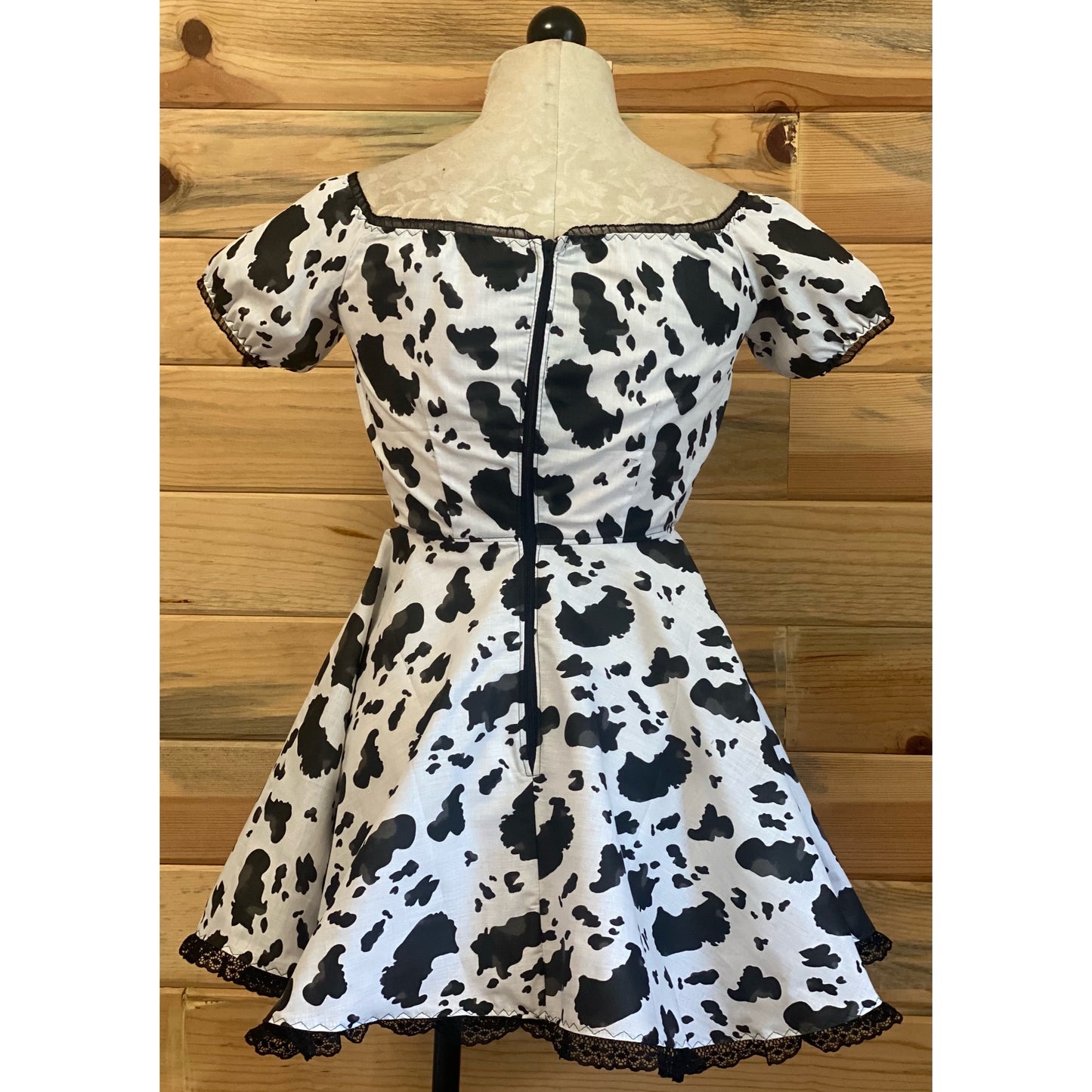 The Tori Barmaid Dress in Cow Print