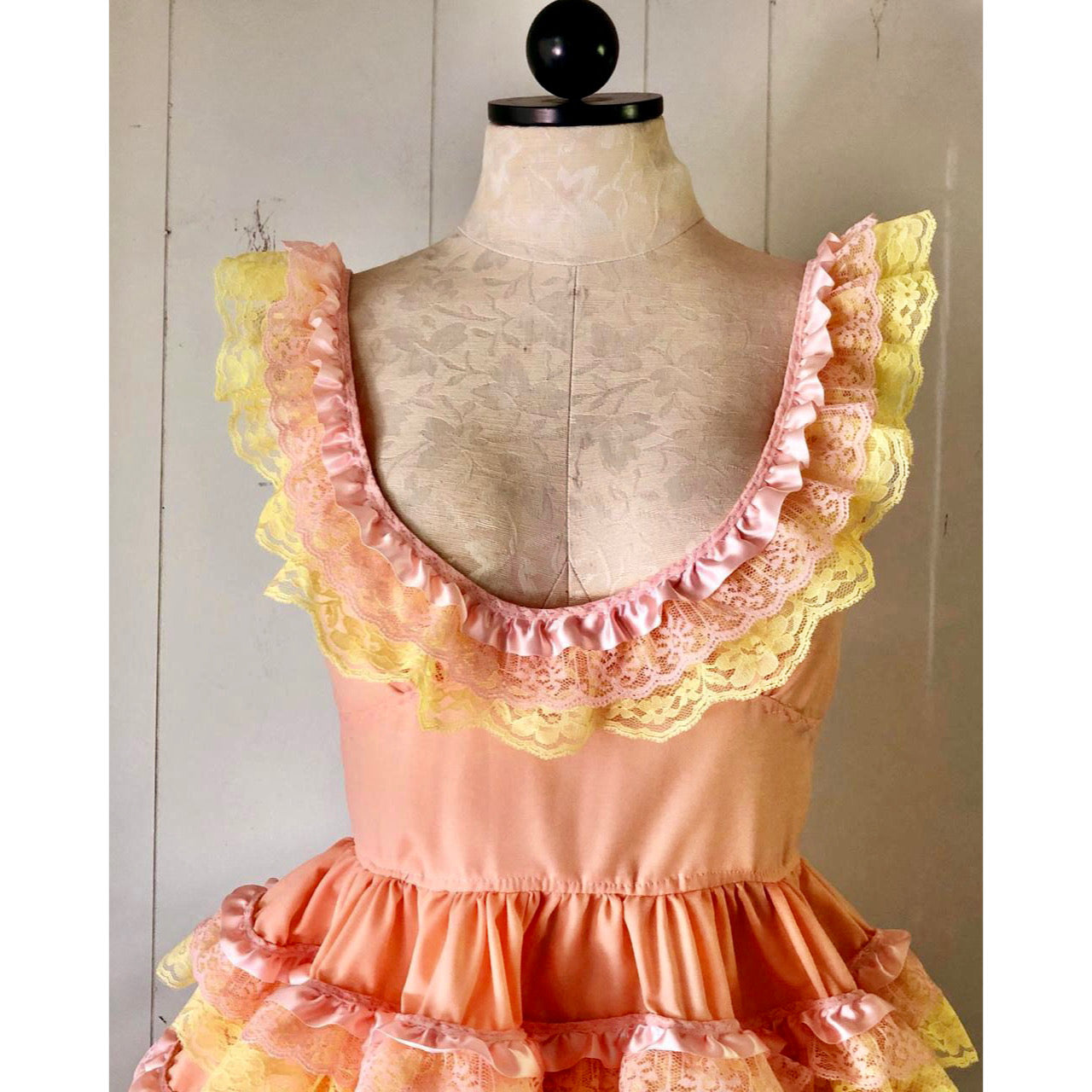 The Sleeveless Cupcake Dress in Peach and Yellow