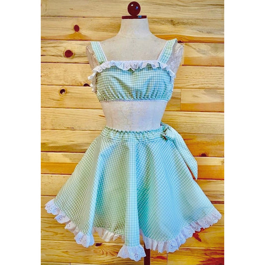 The Darla Set in Mint Gingham
