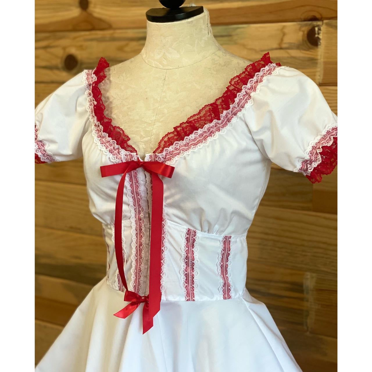The Maja Dress in White and Red