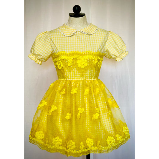 The Gingham Lace Taffy Dress in Yellow